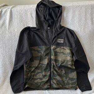 Men's Black and Camouflage Windbreaker
